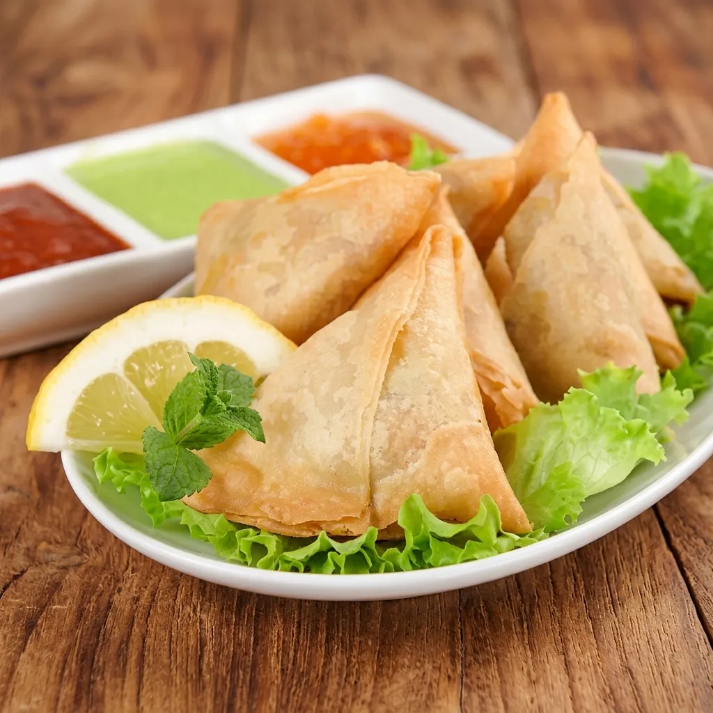 Veg Samosas at New Delhi Indian Restaurant in Saskatoon, SK